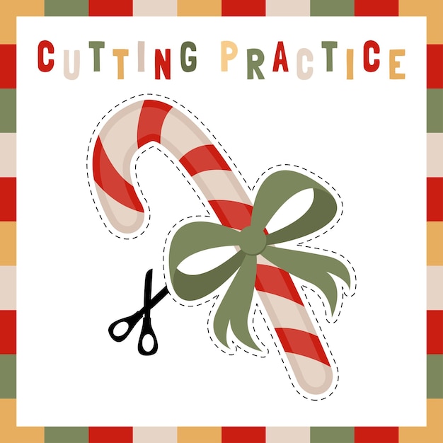 Cutting practice theme Christmas for kids