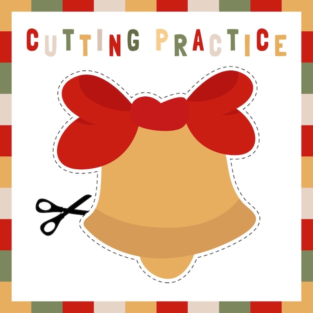 Cutting practice theme Christmas for kids