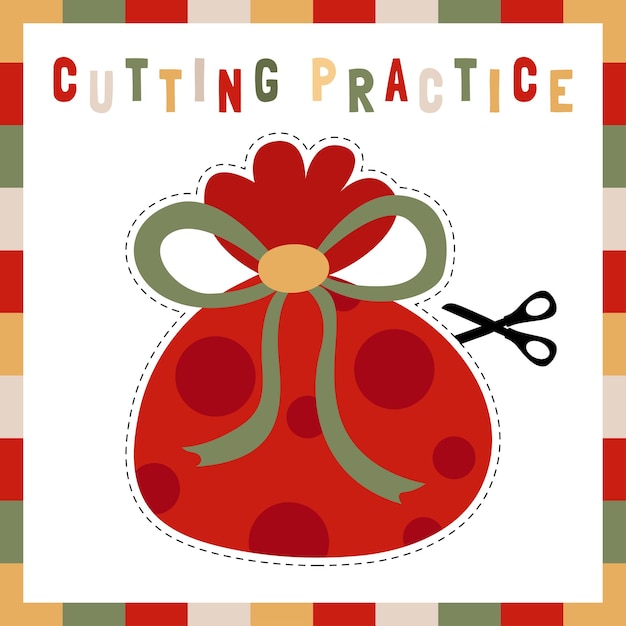 Cutting practice theme Christmas for kids