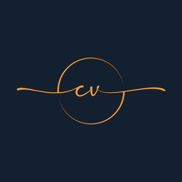 CV CU Signature initial logo template vector Signature Logotype