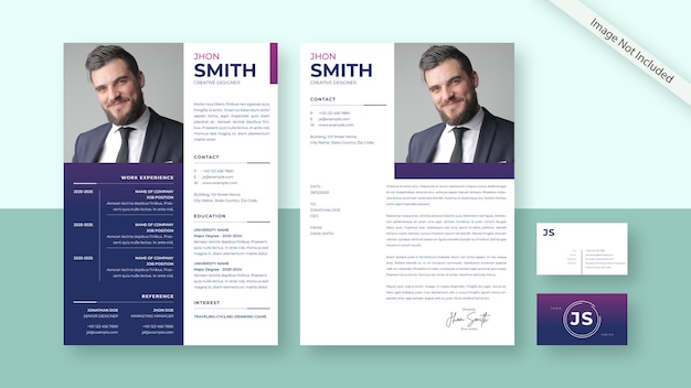 CV resume and business card, stationery set with modern design template