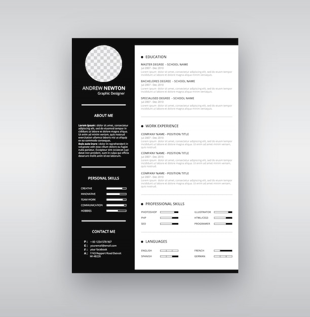 CV Resume Clean Design Template 