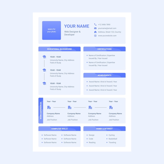 cv resume design template   with icon included