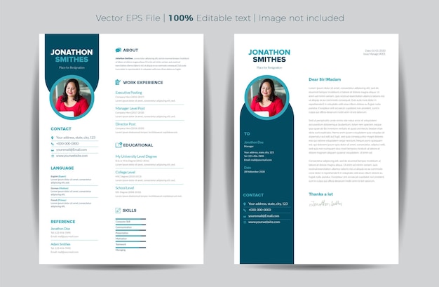 CV Resume Template Design Personal Details for Job Application