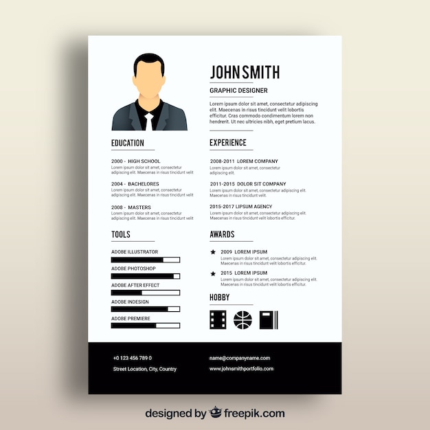 Cv template with black elements