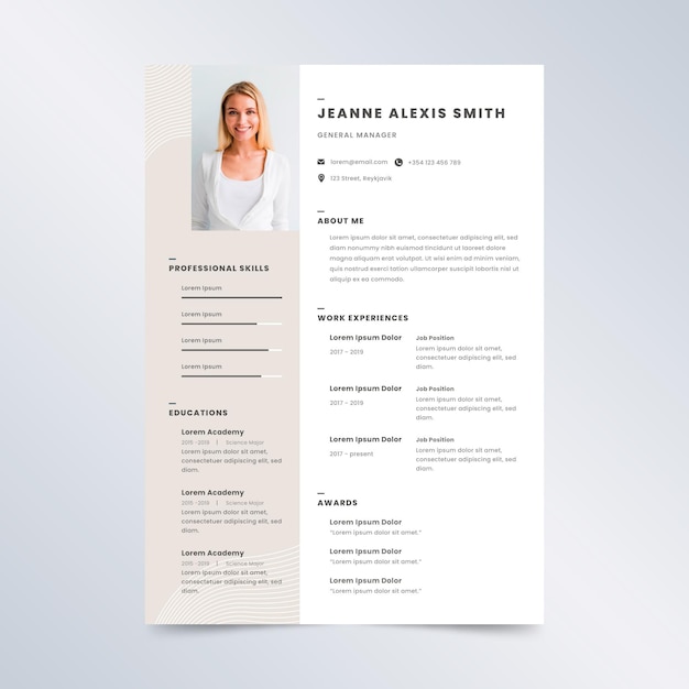 Cv template with modern style