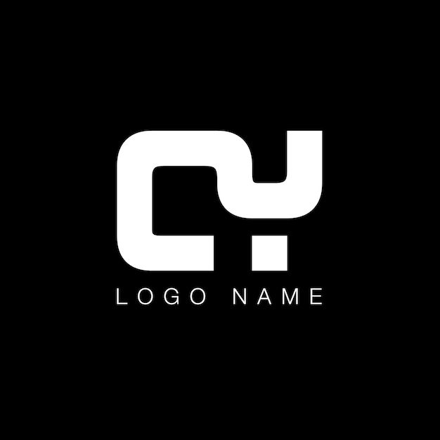 CY letter modern logo in black and white color