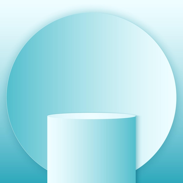 Cyan gradient round podium minimal circle product background template mock up for display