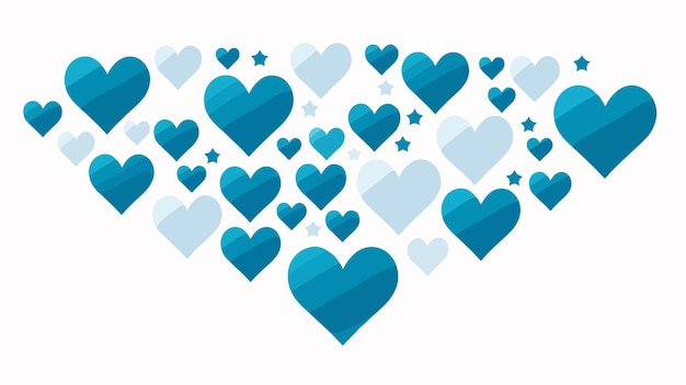 Cyan Star Salute Heart Glyph Illustration