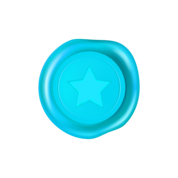 Cyan wax seal with a star in the middle