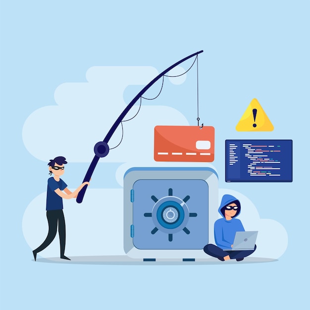 Cyber Crime Vector concept of phishing scam hacker attack and web security