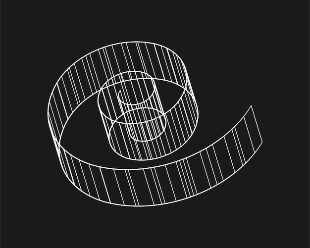 Cyber distorted spiral grid design element Wireframe wave geometry grid on black background Vector illustration