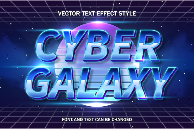 Cyber galaxy retrowave typography lettering 3d editable text effect font style template background