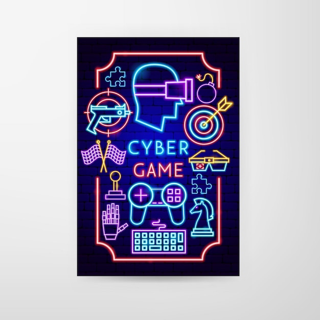 Cyber Game Neon Flyers