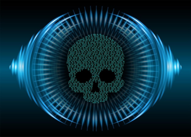 cyber hacker attack background skull vector