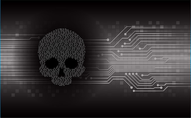 Vector cyber hacker attack background skull vector