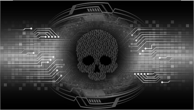 Vector cyber hacker attack background skull vector