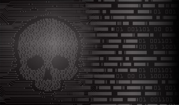 Vector cyber hacker attack background, skull vector