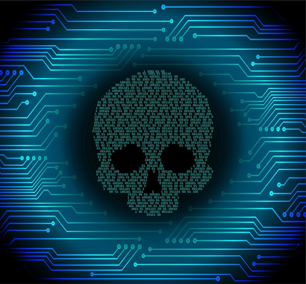 Vector cyber hacker attack background skull vector