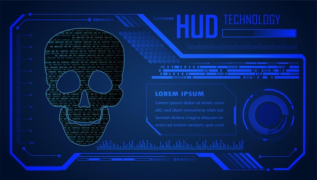 cyber hacker attack background, skull vector