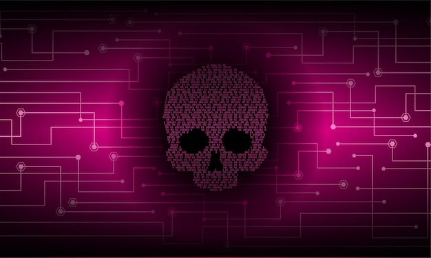 Vector cyber hacker attack background skull vector