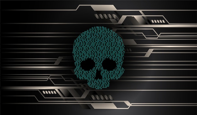 cyber hacker attack background skull vector