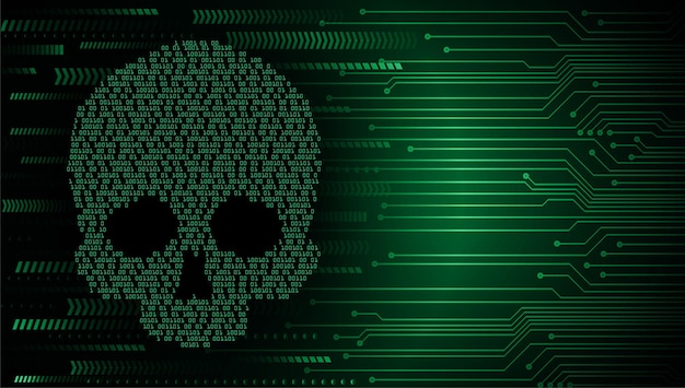 cyber hacker attack background skull  