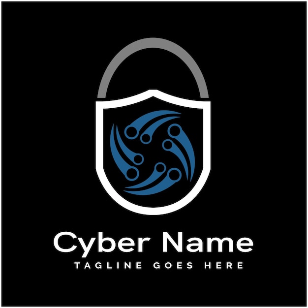 cyber lock logo design icon