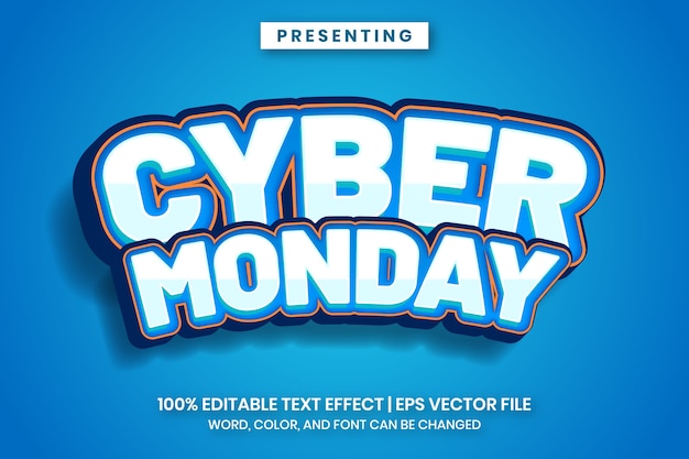 Cyber monday bold cartoon text effect style