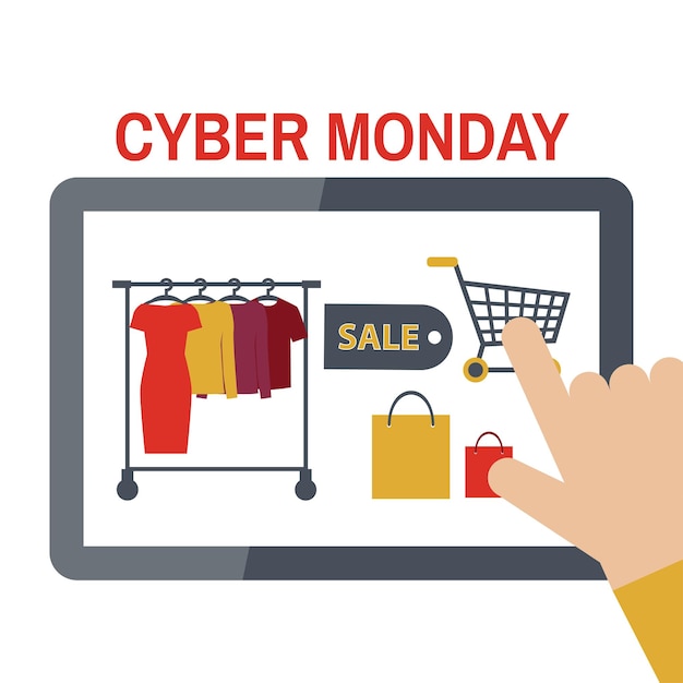 Cyber Monday concept with ecommerce icons design, vector illustration