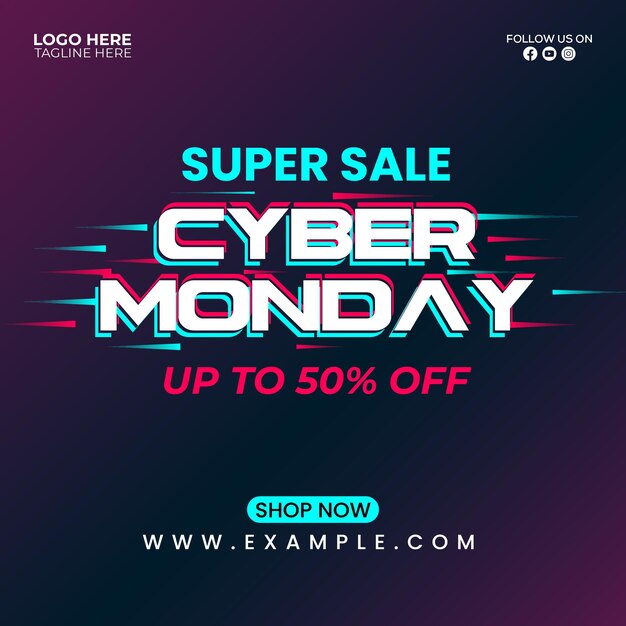 Vector cyber monday flash effect concept promotional post design social meida