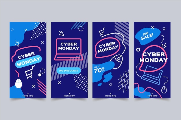 Vector cyber monday instagram stories collection