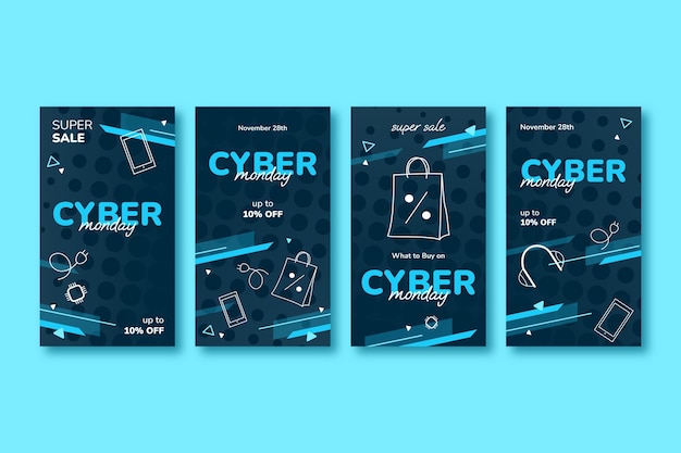 Vector cyber monday instagram stories collection