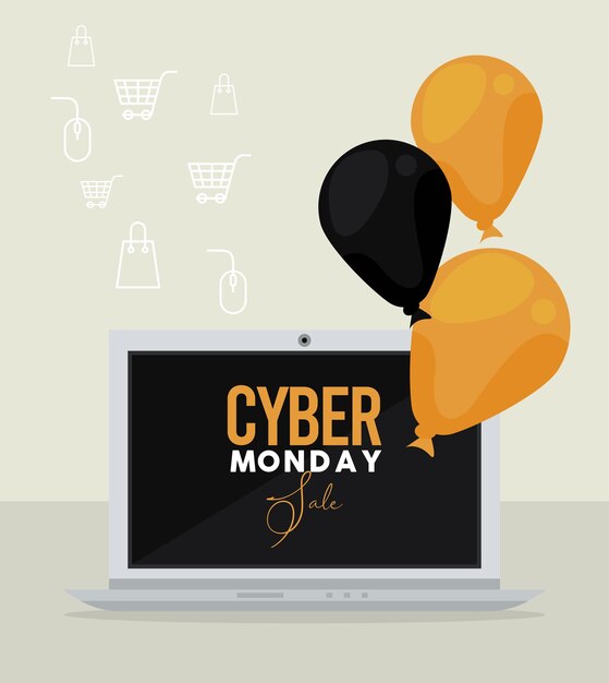 Vector cyber monday in laptop