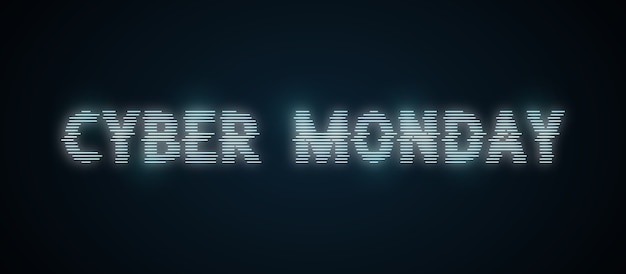 Cyber monday lettering in distorted neon style.