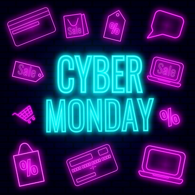 Cyber monday neon banner