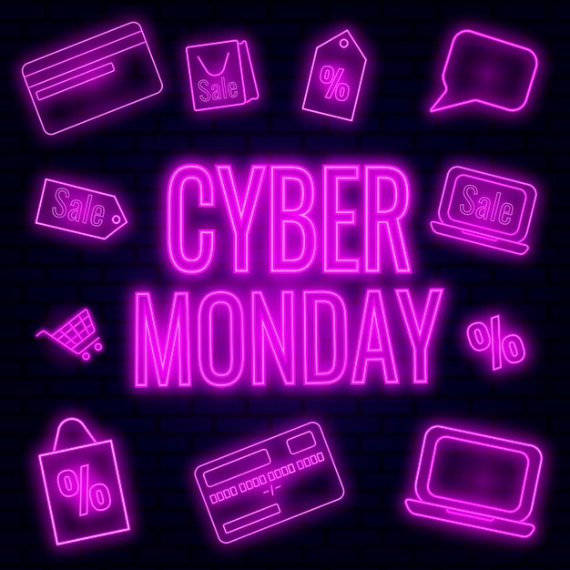 Cyber monday neon banner