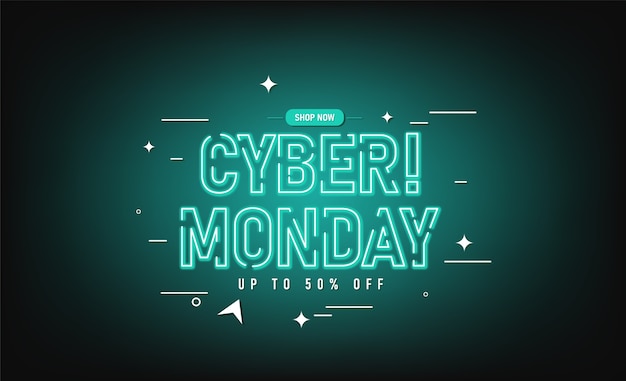 Vector cyber monday in november neon banner