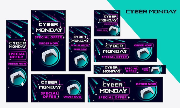 Vector cyber monday offer web banners amp google ads