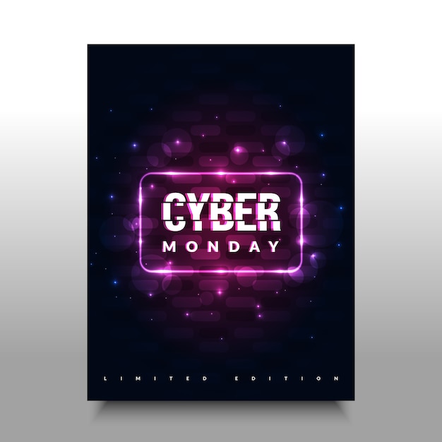 Cyber Monday Poster with Colorful, Glitch, and Futuristic Design.