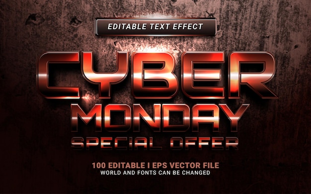 Cyber monday sale 3d style text effect on wall background