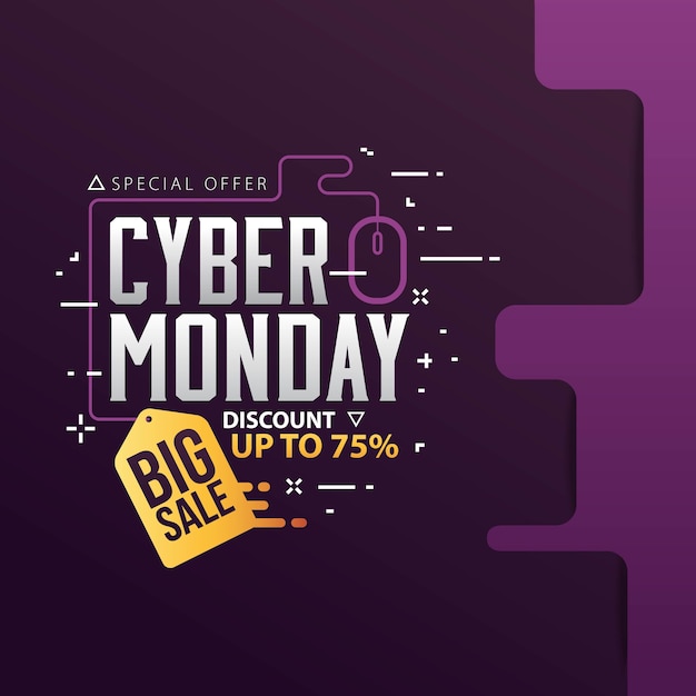 Vector cyber monday sale banner with trendy geometric background