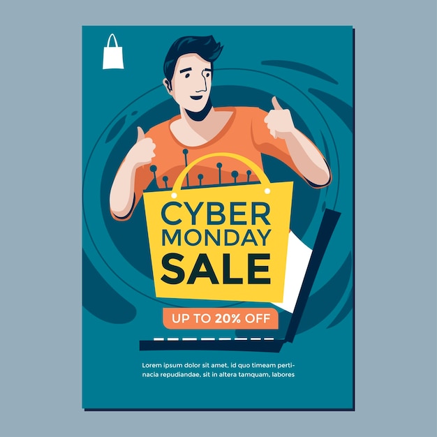 Cyber Monday Sale Shopping Illustration Leaflet or Poster