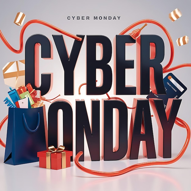 Vector cyber monday sale social media post with bold graphics