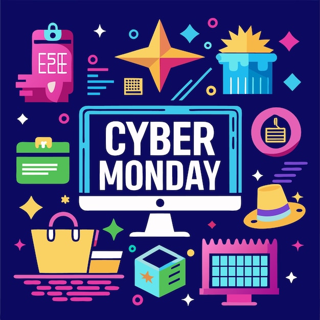 Vector cyber monday sale with colorful design elements