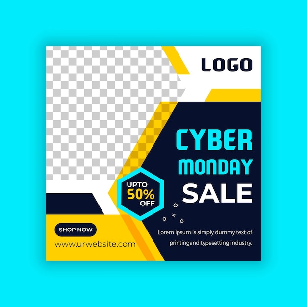 Cyber monday social media post design template
Cyber monday social media ad banner template