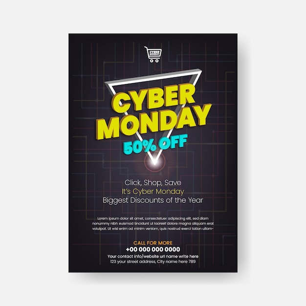 Vector cyber monday vector flyer or poster template for fashion retail ecommerce products sale promotion