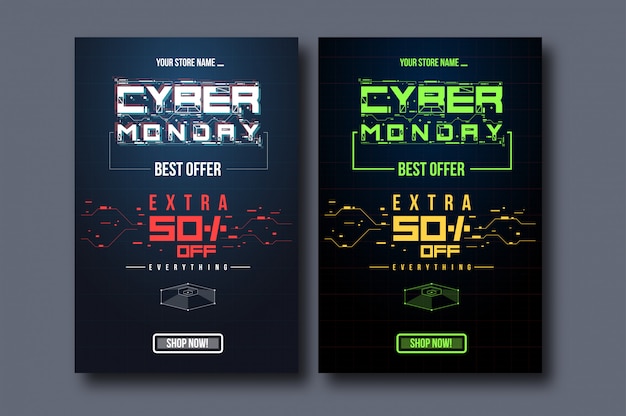 Vector cyber monday vertical banner template set