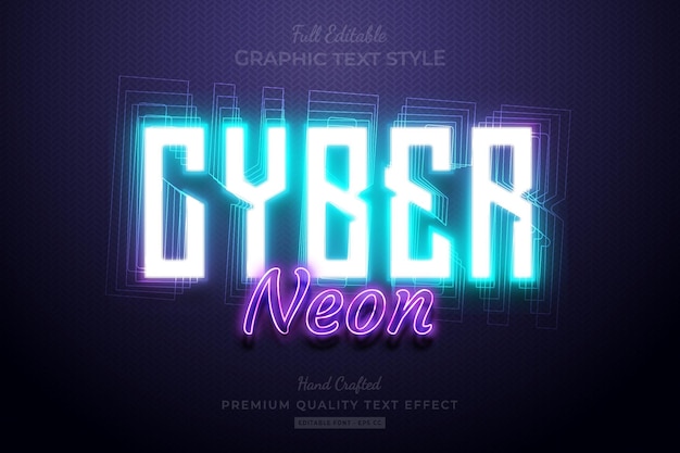 Cyber Neon Glow Editable Premium Text Effect