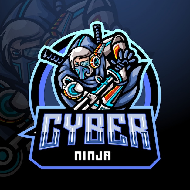 Cyber ninja esport logo mascot design.